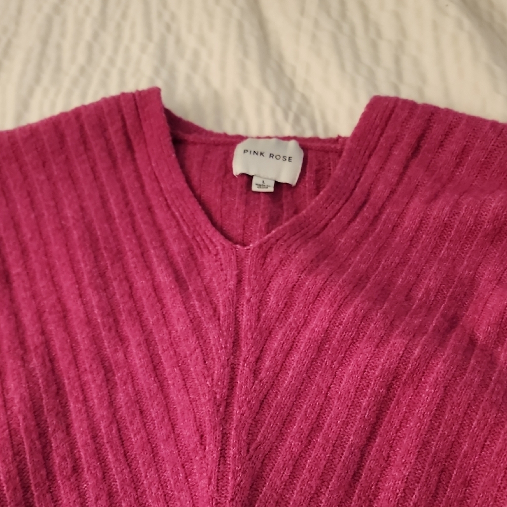 Pink Rose Women's Sweater - Vibrant Pink - Picture 3 of 13